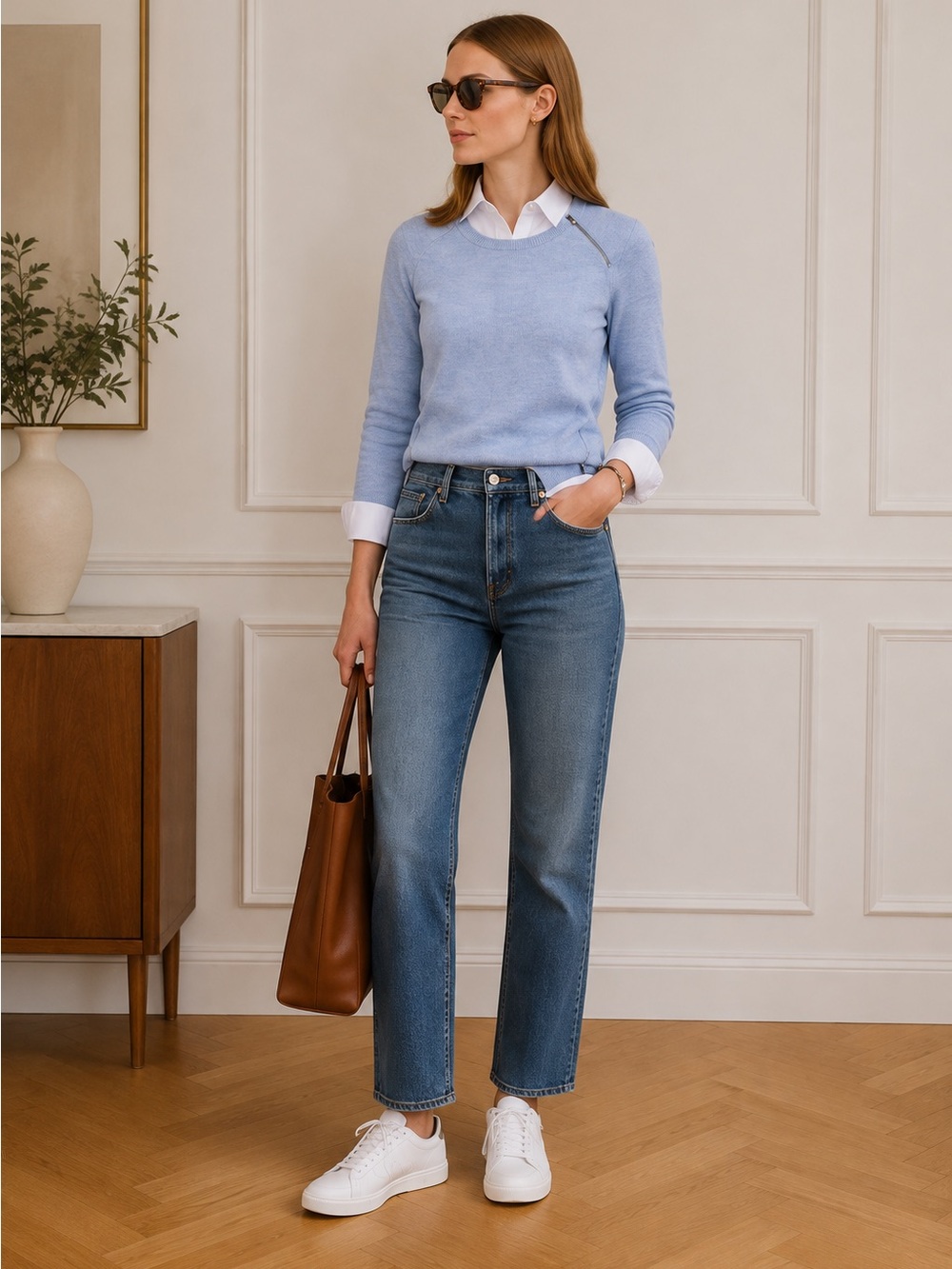 J.Crew baby blue sweater with zipper detail